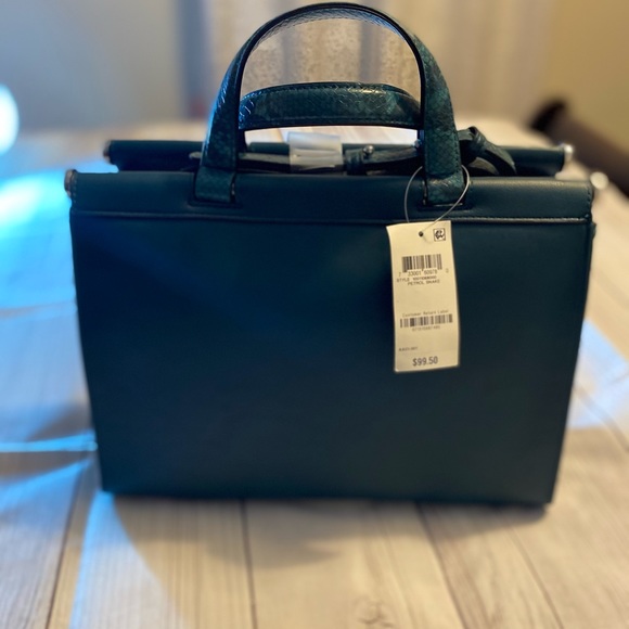 Alfani Handbags - ALFANI dowel satchel / green petrol snake silver